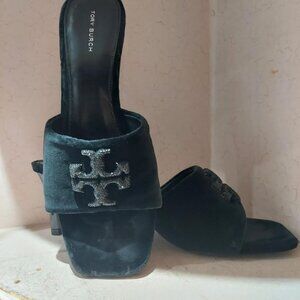 Tory Burch Women's Eleanor 40mm suede mules- Black -size 9M